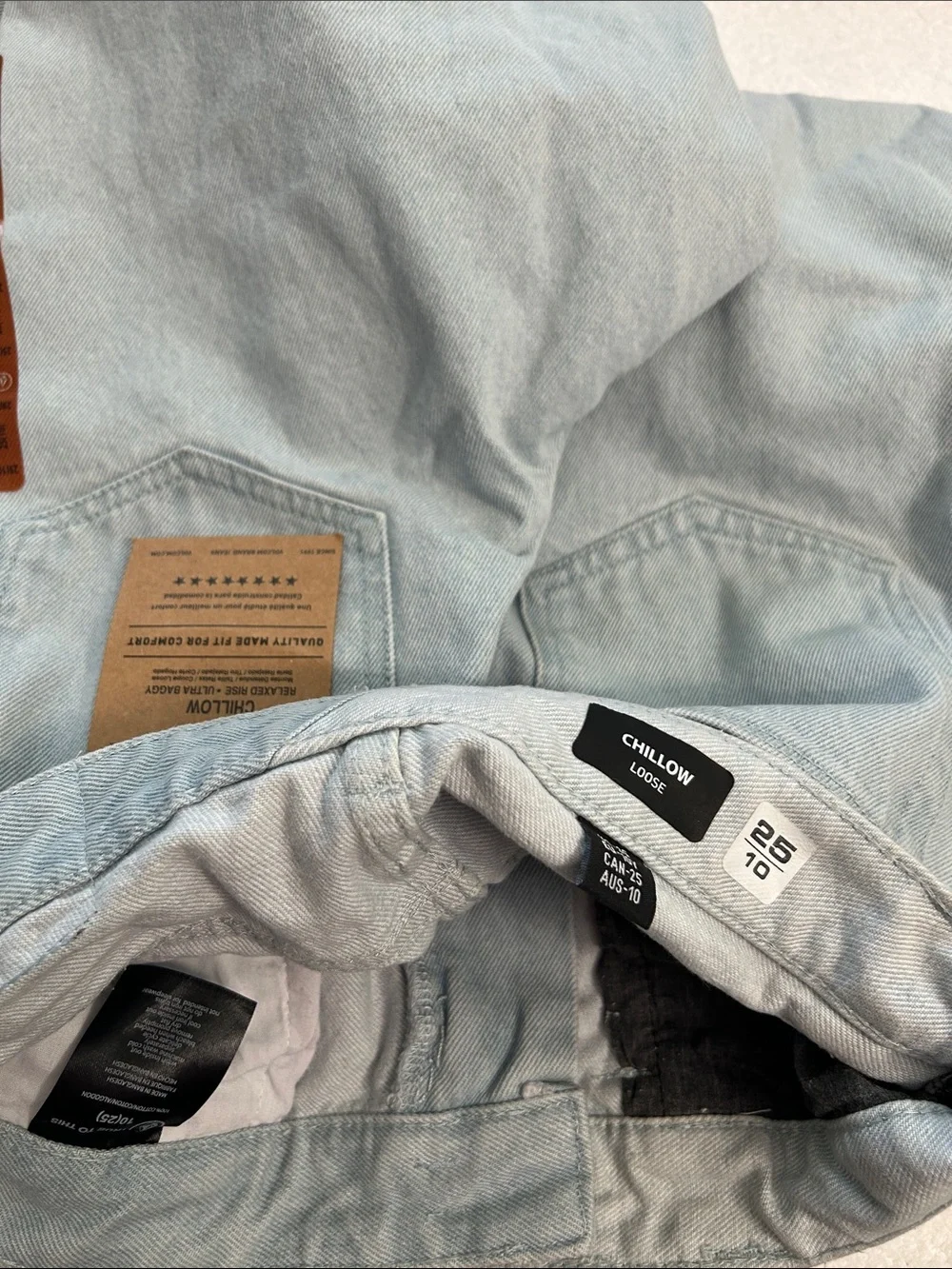 Volcom 10 (25) Jeans Big Boy Youth Chillow in Light Blue Loose Baggy Skater NWT